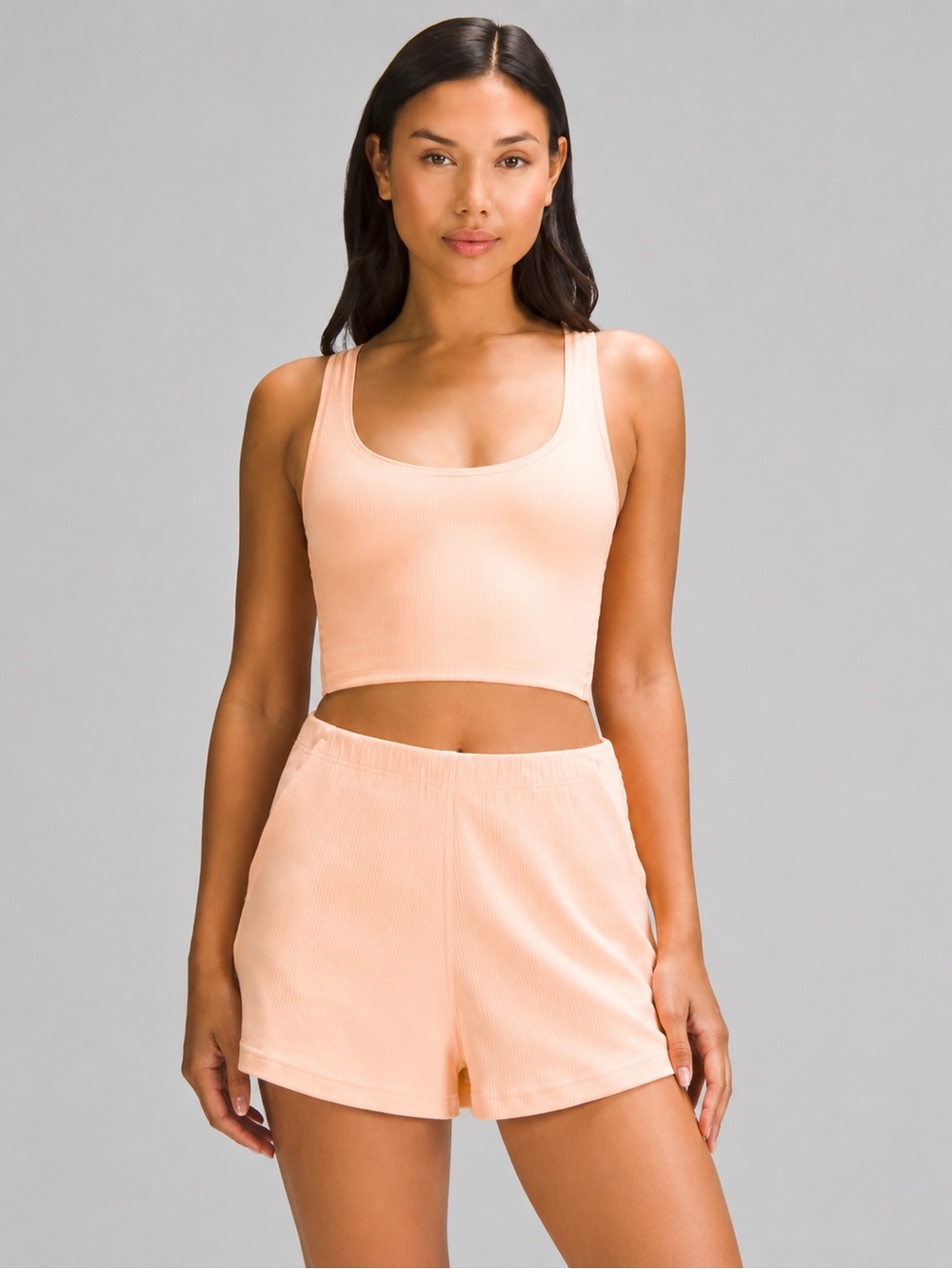 Lululemon Wundermost Ultra-Soft Nulu Scoop-Neck Cropped Tank Peach Bellini S